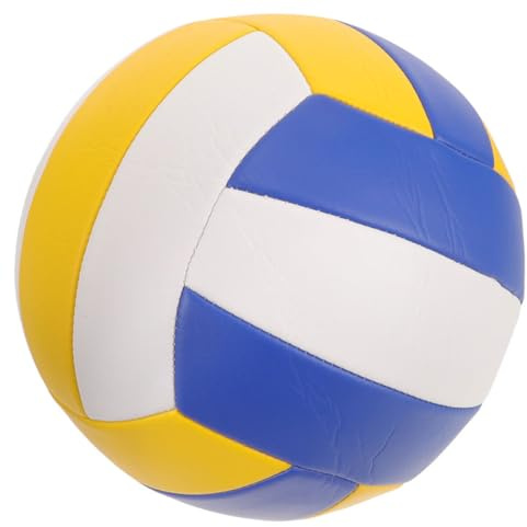 Ciieeo Ballon de Volley-Ball Souple D’entraînement en Salle, Taille 5 Standard, Épaisseur 1,6 Cm, Couleur Blanc Bleu Jaune, Ballon de Sport Polyvalent pour Compétition et Entraînement
