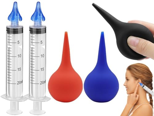 Poire Lavement Oreilles et Seringue Oreille Bouchon,5pcs Irrigation Auriculaire Caoutchouc Souple,Poire Lavement Oreilles,Ensemble de Nettoyage Auriculaire,Poires de Nettoyage D'oreille