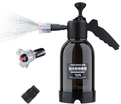 Nebulizzatore di schiuma con pompa, pulitore a pressione, pompa manuale, 2 l, nebulizzatore per lavaggio auto, per la pulizia di cortili e vialetti e irrigazione di piante