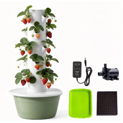 ZHDANB Indoor Hydroponics Growing System, Auto Water Circulation, 5Tier 20Plants, 30L Tank, Tower Garden Growing System, for Herbs,Lettuce,Strawberry Green-OutdoorVersion