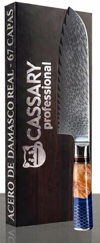 Cuchillo Santoku Acero Damasco Auténtico 67 Capas Cuchillo Japonés Profesional para cualquir Cocinero Set Juego Cuchillos Japoneses Cocina Acero Alto Carbono Patrón Damasco Afilado Damascus Knife