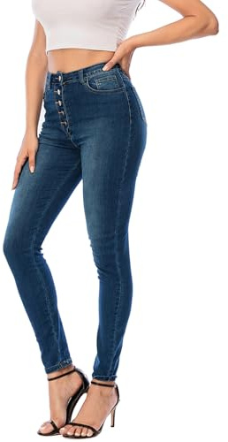 ECUPPER Womens Jeans High Waist Skinny Fit Stretch Jeans Denim Trousers with Pockets