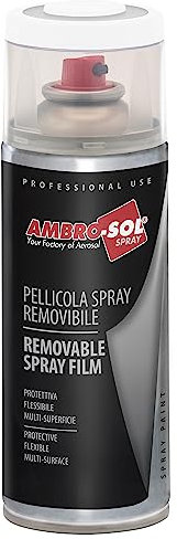 Ambro-Sol V406BI Pellicola Spray Rimovibile, Idonea su tutte le Superfici non Porose, Adatto per Carrozzeria, Attrezzi Sportivi ecc., Bomboletta Spray in Banda Stagnata Riciclabile 400 ml Bianco Opaco