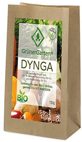 GrünerGarten® Naturdünger DYNGA - aus 100% Pferde- und Rinderdung. Ohne Zusätze, Universaldünger, für biologischen Anbau geeignet. In Umweltverpackung. Hochbeetdünger, Blumendünger, Gemüsedünger