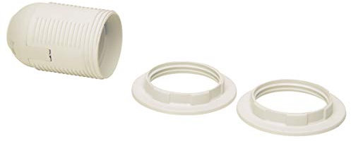 Kopp aislante plástico de casquillo E27 con 2 x Pantalla Anillo Portador, color blanco cremoso, 214301045