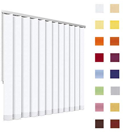 HB-Sonnenschutz Lamellenvorhang, Lamellen, Vertikallamellen, Vertikaljalousie, Komplettset, 127 mm, weiß, Weiss, Schnur/Kette, jedes Maß ist möglich (Breite: 151-200 cm x Höhe: 251-300 cm, weiß)