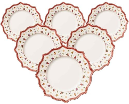 VILLEROY & BOCH - Toy's Delight Piatto Piano Bianco 29cm Set 6 Pezzi Tavola di Natale