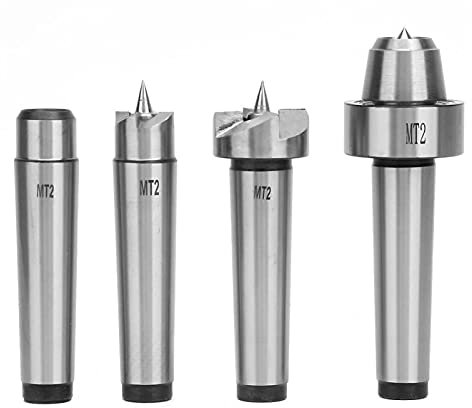 Fafeicy 4PCSMT2 Tornio per Legno Tornio Set Centrale per Tazza cilindrica, Adatto per utensile per tornitura del Legno(MT2), Parti di Moto Lineare