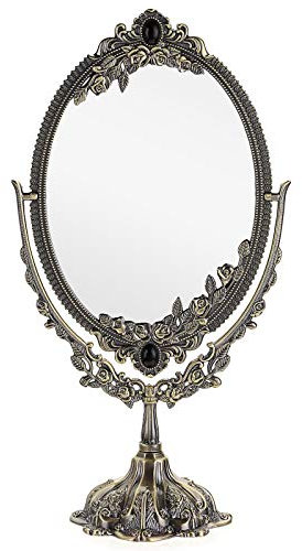 SUMTREE - Specchio decorativo Vintage, ovale, doppio, da tavolo, grande, colore: Bronzo