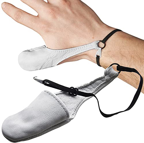 RE-GEN Leather Reusable Protective Adjustable First Aid Thumb Stall Protection Cot - White (Medium)