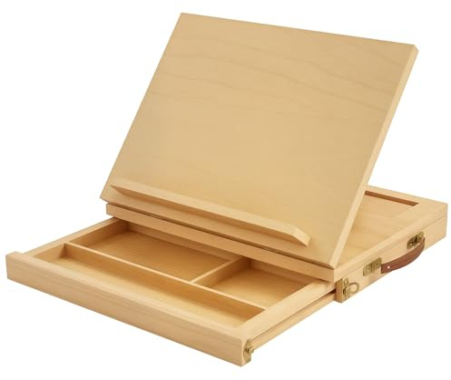 Vinsetto Wooden Table Easel Box, Adjustable Beechwood Table Box Easel with Storage Drawer, Portable Folding Artist Drawing & Sketching Board for Adults, Beginners, Artists Painting