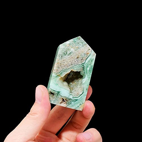 WIOSEN Natural Chlorite Tower Crystal Point Rare Stone Collection Verde Fountain Four Pillar Decoration (Size : 50-70g)