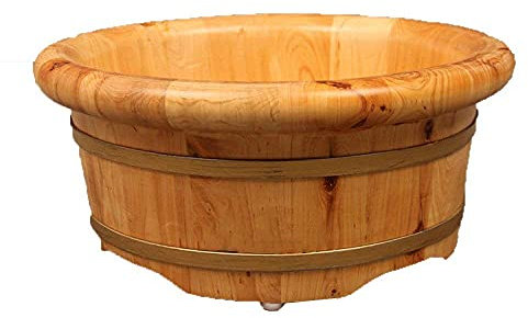 ALoEu Fußbad-Eimer aus natürlichem Holz, Pediküre-Becken, Fußbad, Zypressen-Waschbecken, kleines Waschbecken aus massivem Holz, Waschbecken mit flachem Mund, Premium-Badewanne, runder Rand, Geschenk,