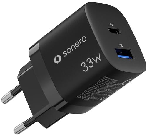 Sonero Caricatore USB-C e USB-A da 33W e 30W, Rapido GaN, Nero