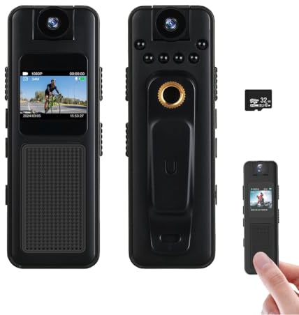 Caméra corporelle d'enregistrement vidéo, objectif rotatif à 180 °, enregistreur audio et vidéo 32 Go, mini caméscope porté, pour civils personnels, policiers