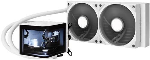 TRYX Panorama 240 White 240mm AIO 6.5'' Curved AMOLED Screen 3D Anamorphic Effect Display Customisable AIO Cooler 240mm 8th Gen Asetek Pump 280W TDP ROTA PRO 120mm Fan LGA 1851/1700/1200/115X AM5/AM4