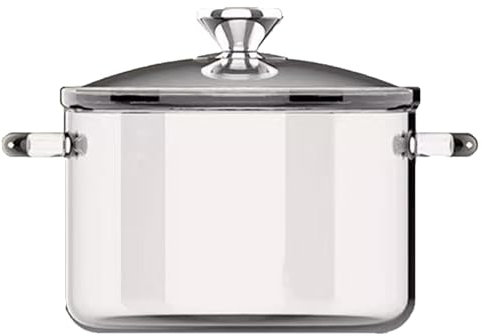 Olla de cocción de vidrio, ollas de vidrio para cocinar en la estufa, una olla a fuego lento de vidrio grande de 3.5 litros para estufa, cacerola de borosilicato segura con oreja doble, manijas ant