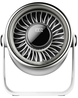 SP Space Player Tischventilator sehr leise mit digitalem Display, Turbo-Ventilator 100-stufig einstellbar & 135° neigbar - Idealer Kombi für Büro, Schlafzimmer, Küche, Zuhause & Outdoor - weiß