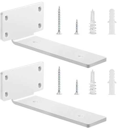2 Pezzi Staffe per Mensole Galleggianti, Staffe per Mensole Pesanti, Supporto da Appendere Alla Parete, Staffe a L, Supporti per Scaffali Invisibili (Bianco, 20 cm)