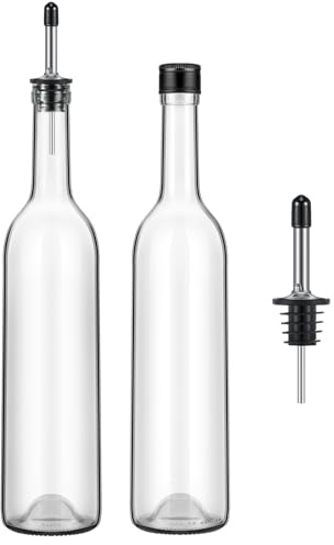 Maxdot 2 Pcs Syrup Bottle Long Neck Glass with Pour Spout, Liquor Syrup