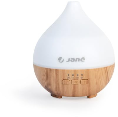 Jané Humidificador Bebés, Ultra silencioso, Capacidad 140 ml, 7 Colores led, Apto para Esencias, Temporizador, Madera