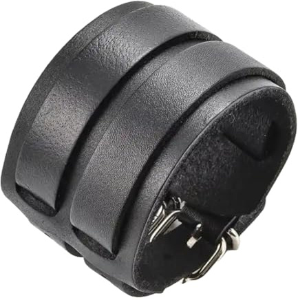 ZENSE - Bracelet de force noir en cuir pour homme avec double lanières ZB0265