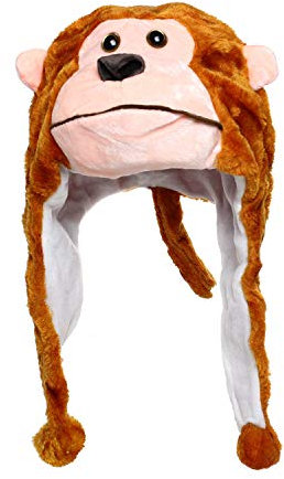 Glamexx24 Plüsch Hut Tiermütze Mütze mit Ohren Affe Kostüm Karneval Cap Cosplay Urlaub Weihnachten Halloween Party Wintermütze für Kinder Erwachsene