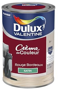 Dulux Valentine Crème de Couleur - Peinture multi-supports intérieure - Satin Rouge Bordeaux 1,25 L