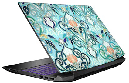 Head Case Designs Officially Licensed Micklyn Le Feuvre Ocean Aqua Art Nouveau With Peach Flowers Patterns 2 Vinyl Sticker Skin Decal Cover Compatible With HP Pavilion 15.6 15-dk0047TX