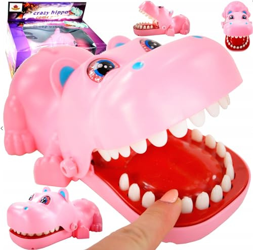 HUKITECH - Gioco di abilità ippopotamo selvatico con mal di denti dal dentista - Colore Rosa