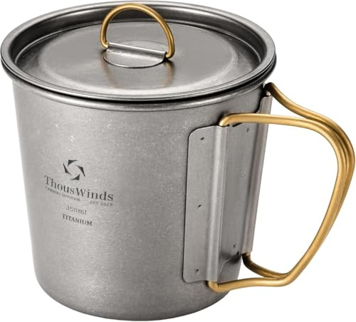 Thous Winds Titanium 350ml Camping Mug with Lid, Outdoor Titanium Lightweight Coffee Cup for Hiking Backpacking Camping