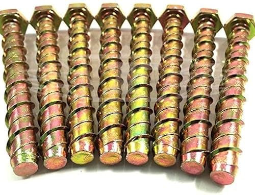 8 Pack, M8 x 130 Masonry Concrete Anchor Bolt Screw with Hexagonal Head, Concrete Self Tapping Anchor, Thunder D-Bolt Anchor, Screws direct into Brick, Stone, Wood, Concrete (M8x130)