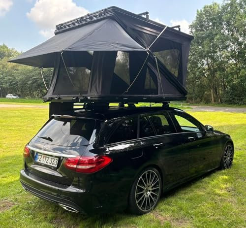 Z-Fold Dachzelt Hardcase Aluminium Autodachzelt Grau oder Khaki Zelt mit optionalem Sonnensegel (Grau ohne Sonnensegel)