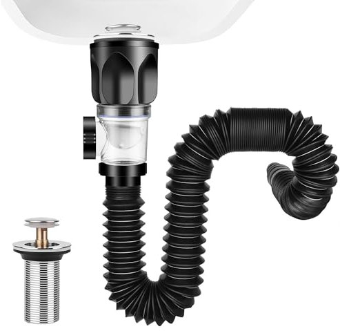 Juego De Desagüe para Fregadero De Cocina De Baño,Kits Desague Lavabo,Sifon Fregadero,Manguera De Drenaje Flexible,para Fregaderos De Cocina y Baño, Antiolor, Antiinsectos y Antiobstrucción