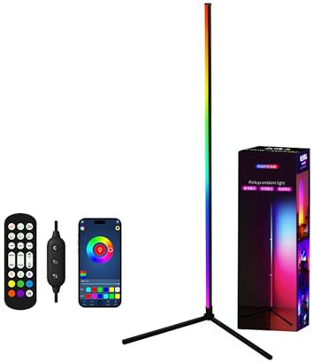LuminexDesigns LED Stehlampe RGB Standleuchte 150cm - Ecklampe Dimmbar Bunt mit Fernbedienung Alexa Sprachsteuerung Ambientebeleuchtung Wohnzimmer Lichtsäule Farbeweschel für Schlafzimmer Spielzimmer