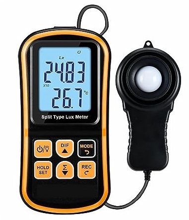 HPHPH Luxmetro Portatile, 5PCS Split Lux Meter Luxmetro Digitale Professionale Misuratore di Luce LCD Luxometro Portatile Fotometro for L'illuminazione dello Strumento,Piante Acquario Luce Tester
