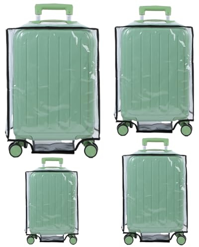 wutfuooo 4 Pieces Clear Luggage Cover PVC Suitcase Protector Waterproof Cover for Luggage Spinner Wheels Suitcase (20 Inches, 24 Inches, 28 Inches, 30 Inches)
