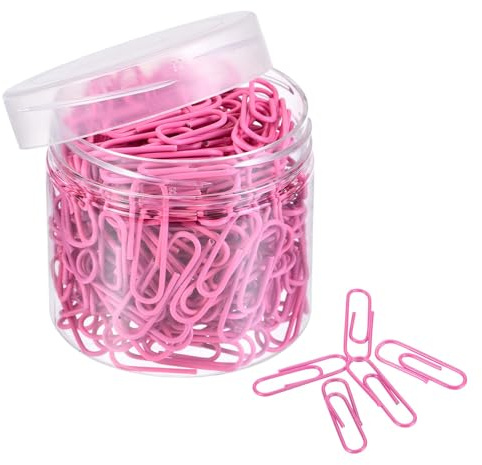 TA-VIGOR 200Pcs Paper Clips Small Size, 28mm Durable and Rustproof Paper Clip, Vinyl Coated to Prevent Tearing Pages with Box for Organize Office Home, Pink
