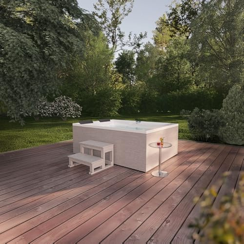 Home Deluxe - Outdoor Whirlpool Nimbus Pure– ohne Treppe und Thermoabdeckung - Maße: 190 x 140 x 70 cm- Inkl. Heizung, 18 Massagedüsen I Außen Whirlpool für 2 Personen
