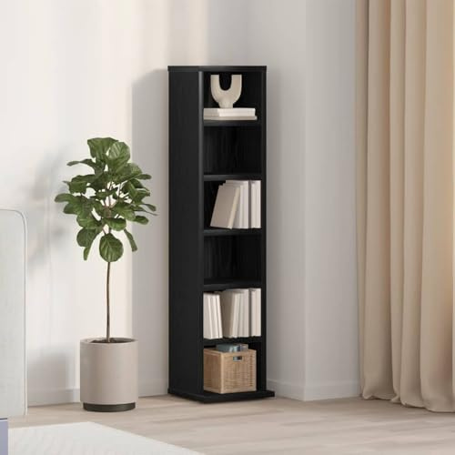 Genérico Estantería para CDs Madera contrachapada Roble Negro 21x20x88cm,Almacenamiento para CD y DVD-862421