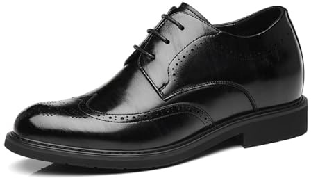 GjQibFL Zapatos de Vestir con Alzas para Hombre, Zapatos Oxford Invisibles de 2,36 con Aumento de Altura, Zapatos de Cuero con Cordones, Antideslizantes, para Caminar y para Negocios