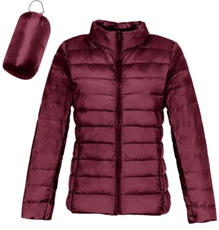 Doudoune Fine Femme Légère a Capuche Duvet Veste à Courte Manteau Matelassée Pliable Blouson Doudounes Legeres Courtes Mi Saison Hiver RD2 XXL
