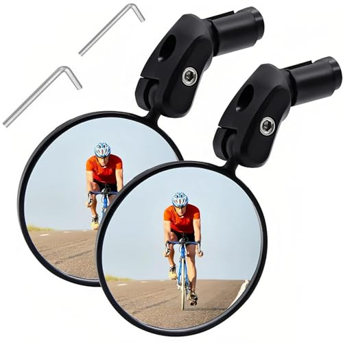 LNSYSNS 2 Pièces Retroviseur Vélo Guidon, Pivotant à 360° Miroirs de Vélo, Pliable Rétroviseur de Vélos, avec 2 Clés Hexagonales, pour Guidons de Vélos D'un Diamètre Intérieur de 18-22 mm