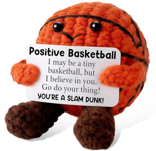 GZYYANG Peluche Positive Basketball, Poupée au Crochet Cadeau Positif avec Carte Inspirante, Envoyer à Un Ami, Famille, Poupée au Crochet Cadeau Positif Collègue Cadeaux pour Enfant Collègue