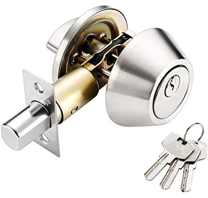 Qrity Casa para Puerta Cilindro Bloqueo de Seguridad/Cerrojo, Latón + Acero Inoxidable, Cerradura de Cerrojo con Llave