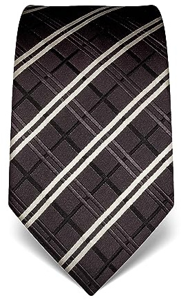 Vincenzo Boretti cravatta elegante classica da uomo, 8 cm x 15 cm, di pura seta di alta qualità, idrorepellente e antisporco, motivo a quadri antracite