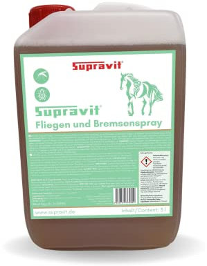 Supravit Bremsen & Fliegenspray Pferd | 3l Kanister | Effektiver Insektenschutz gegen Bremsen, Kriebelmücken und Fliegen | Mückenspray für Pferde wirkt sofort bis zu 8 Stunden - Insektenspray