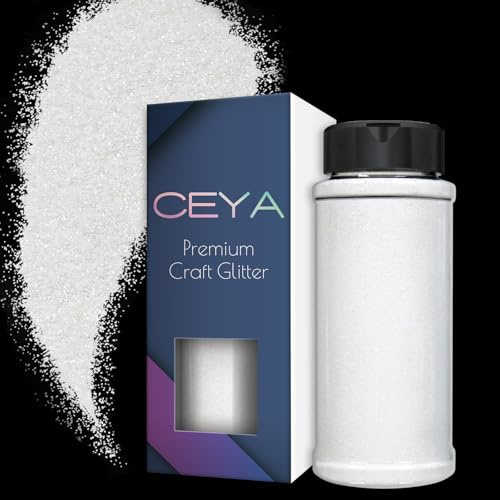 Ceya 110 g ultrafint glitterpulver pärlvitt glitter 1/128 tum 0,008 tum 0,2 mm för slime epoxiharts hantverk tumlare smycken nagelkonst semester smink klippbok målning bröllopskort