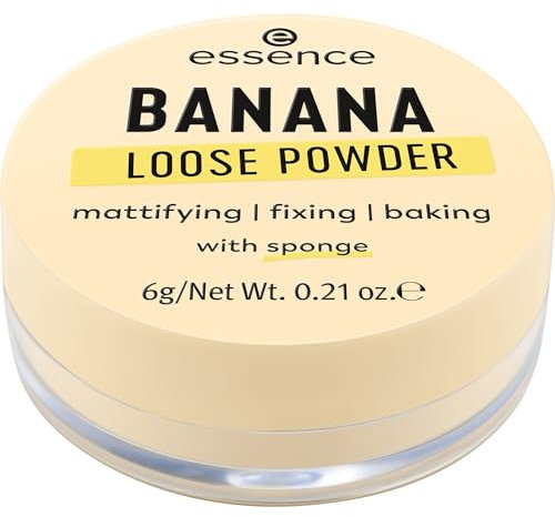 essence BANANA LOOSE POWDER, Gelb, mattierend, fixierend, farbkorrigierend, transluzent, matt, vegan, ölfrei, ohne Parfüm, ohne Alkohol, 1er Pack (6g)