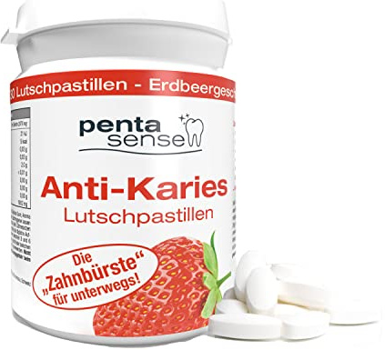 PentaSense® - Xylit Anti Karies Läskande tabletter med smak av jordgubbar som bekämpar plack och syra, hjälper till att bevara tandemaljen - 30 stycken